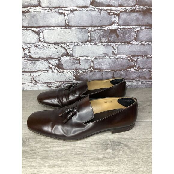 Prada Milano Brown Leather Designer Tassel Loafers Dress Shoes Men’s 11M US/44.5 main image 11